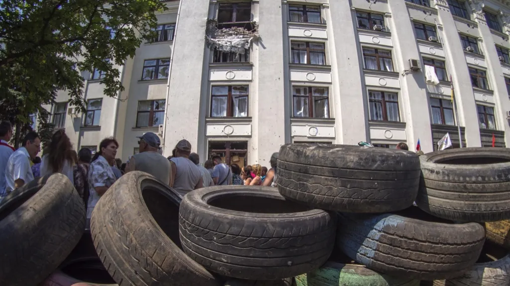 Demonstrace v centru Luhansku