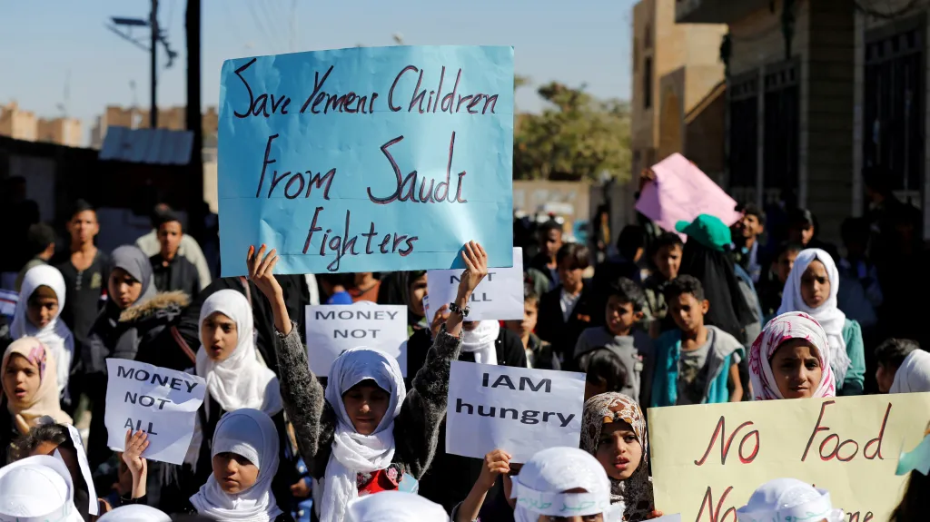Jemenský protest proti arabské koalici vedené Saúdskou Arábií