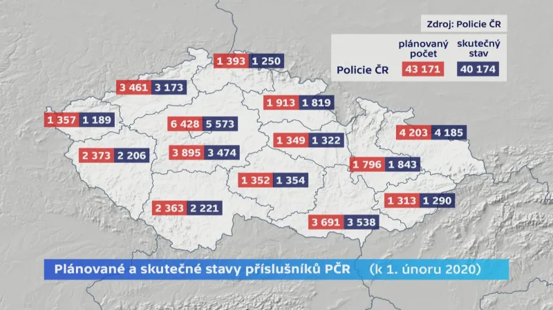 Personální stavy Policie ČR po krajích