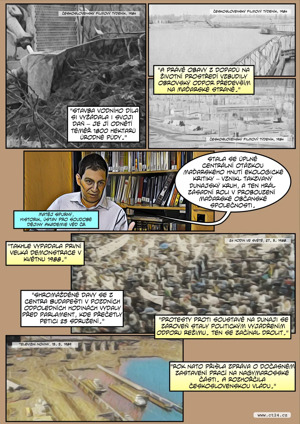 Komiks: 30 let od pozastavení prací na projektu Gabčíkovo–Nagymaros