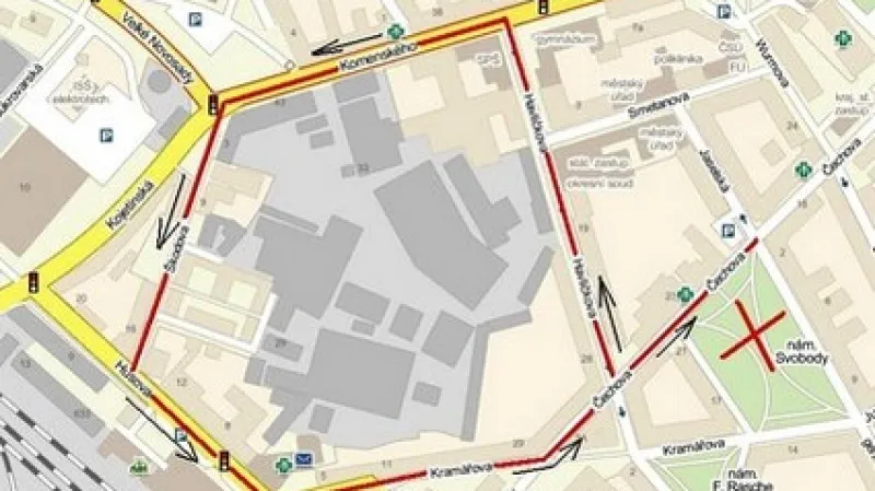 Mapa pochodu extremistů