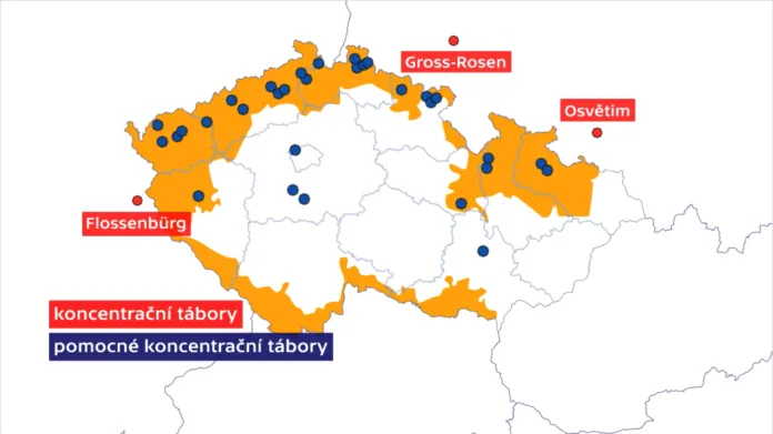Mapa pobočných koncentračních táborů