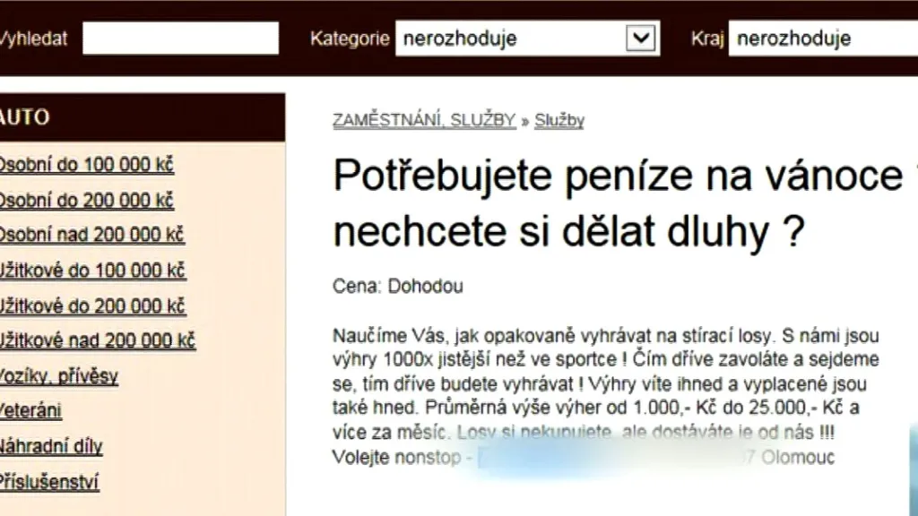 Pozor na inzeráty slibující zaručenou výhru