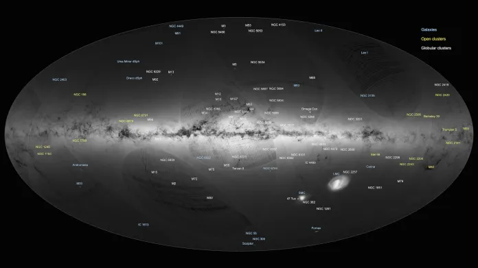 Popsaná mapa Mléčné dráhy