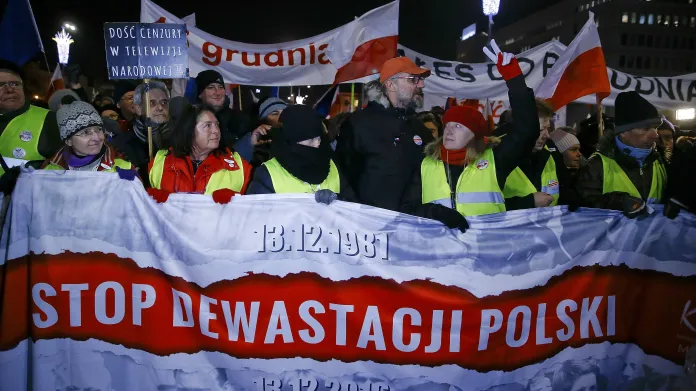 Protivládní demonstrace ve Varšavě