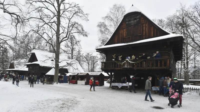 Skanzen v Rožnově pod Radhoštěm v zimě