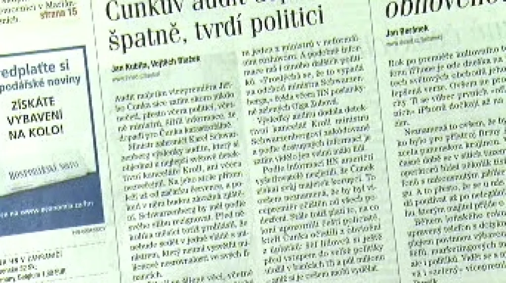 Spekulace o Čunkově auditu