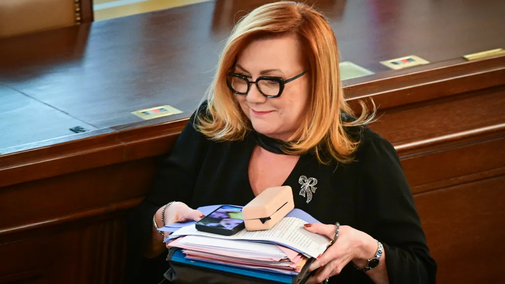 Ministryně financí Alena Schillerová během schvalování státního rozpočtu 11. března 2026