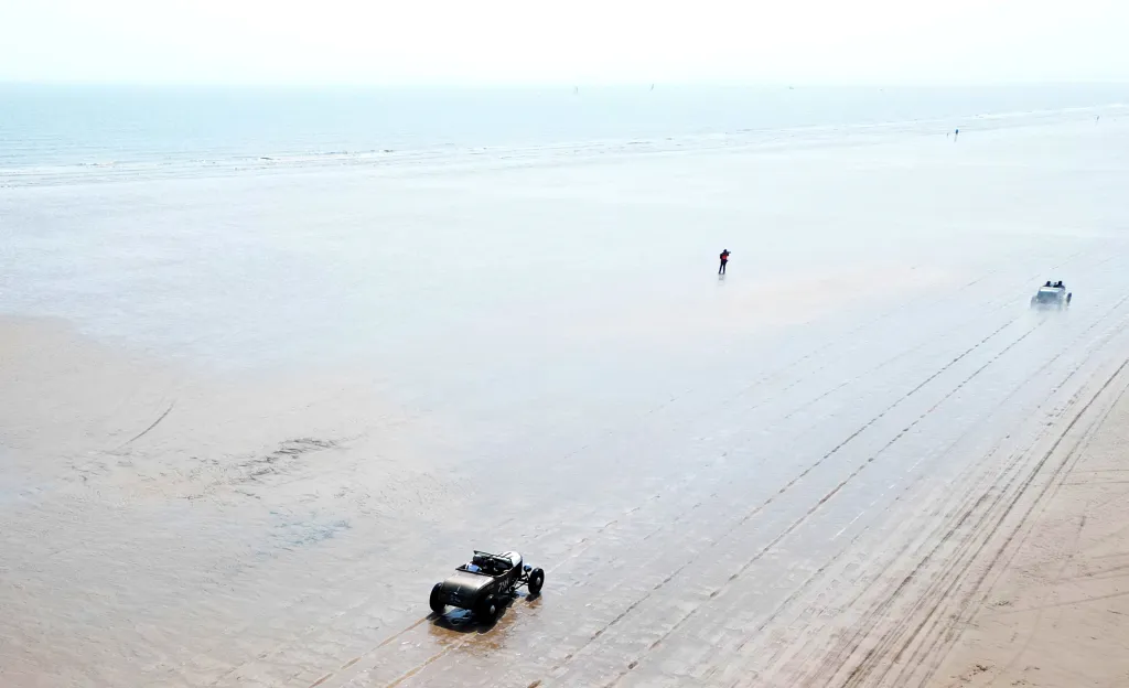 Záběr z dronu na pláž v Bridlingtonu
