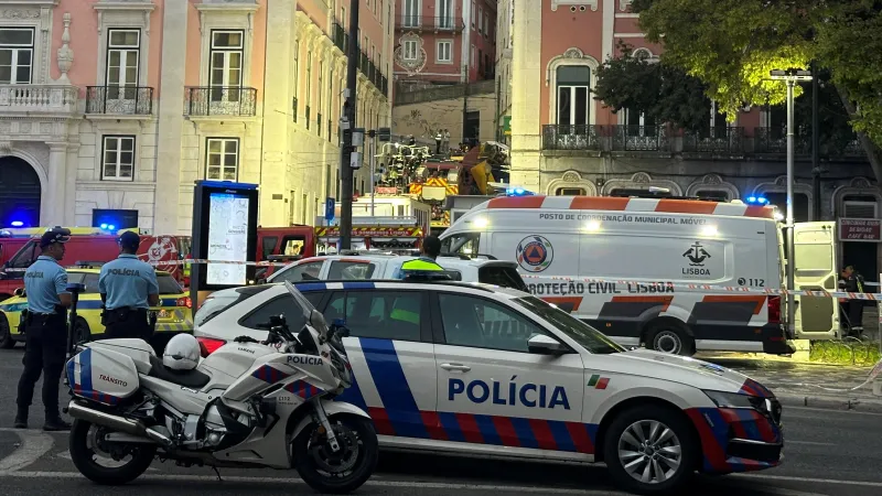 Místo nehody lanovky v Lisabonu