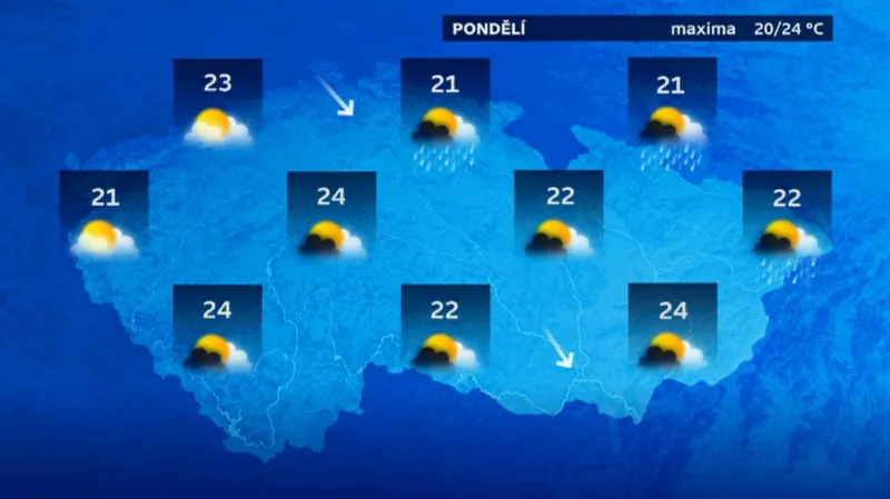 Předpověď počasí pro pondělí