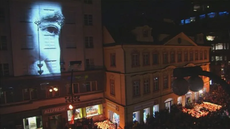 Videomapping na Národní třídě Zdroj: ČT24