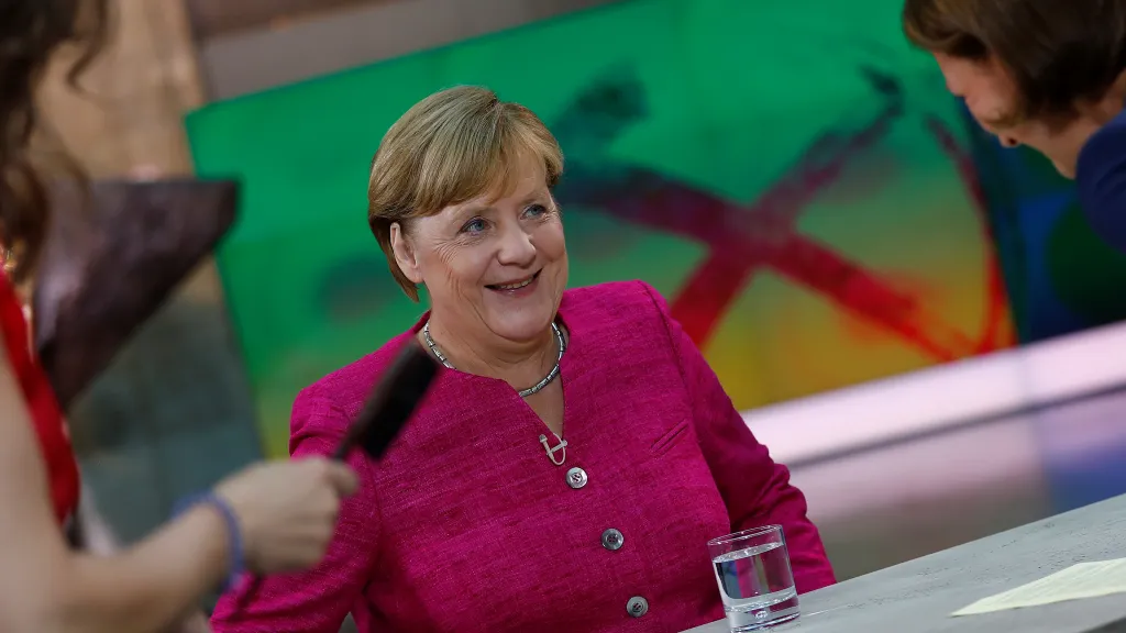 Angela Merkelová během rozhovoru v televizi ZDF