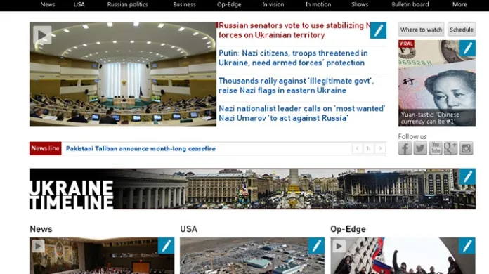 Hacknutý web stanice Russia Today