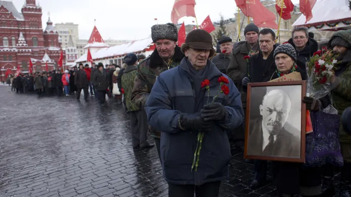 Prokomunističtí Moskvané v den výročí Leninovy smrti