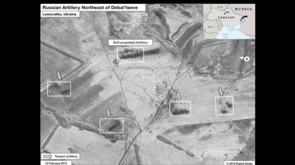 Satelitní snímky - ruská technika na Ukrajině