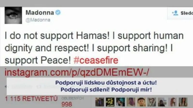 Celebrity se netají s názory na izraelsko-palestinský konflikt