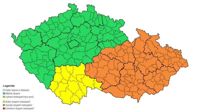 Výstraha ČHMÚ před bouřkami