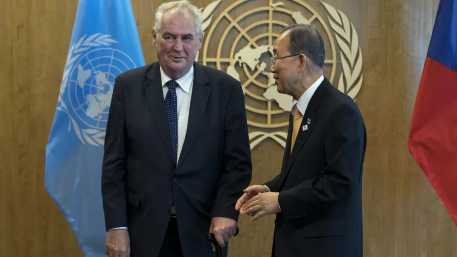 Miloš Zeman a generální tajemník OSN Pan Ki-um