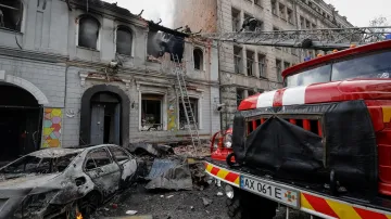 Ruskem zničená mateřská škola v Charkově (22. 10. 2025)