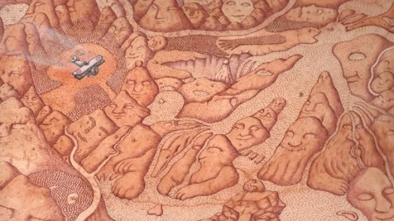 Ilustrace Petra Síse z knihy "Pilot a Malý princ"