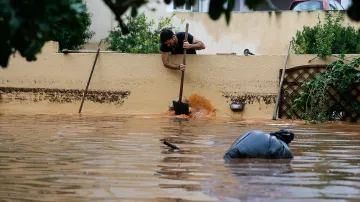 Následky povodní v řeckém městě Magoula
