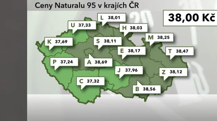 Ceny Naturalu 95 v ČR ke 4. říjnu 2012