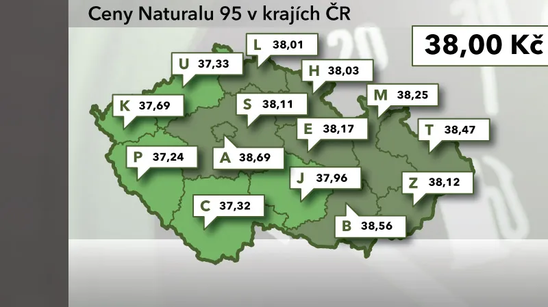 Ceny Naturalu 95 v ČR ke 4. říjnu 2012