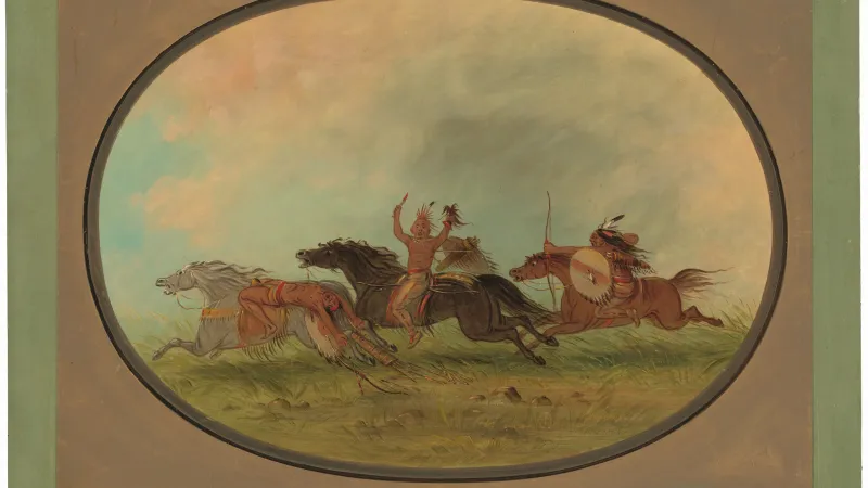 Výjev skalpování od malíře George Catlina