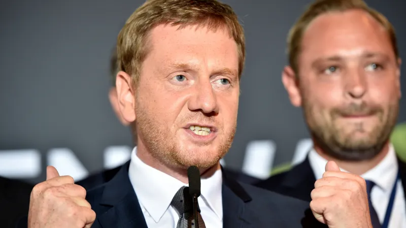 Michael Kretschmer ve volební centrále CDU