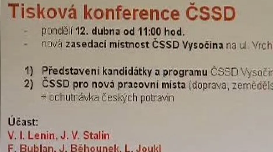 Pozvánka na tiskovou konferenci ČSSD