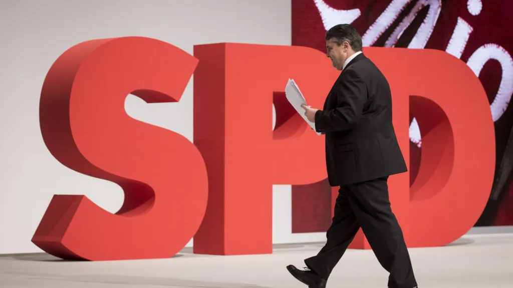 Sigmar Gabriel na stranickém sjezdu SPD