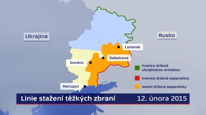 Ukrajina - linie stažení těžkých zbraní 12.2.2015