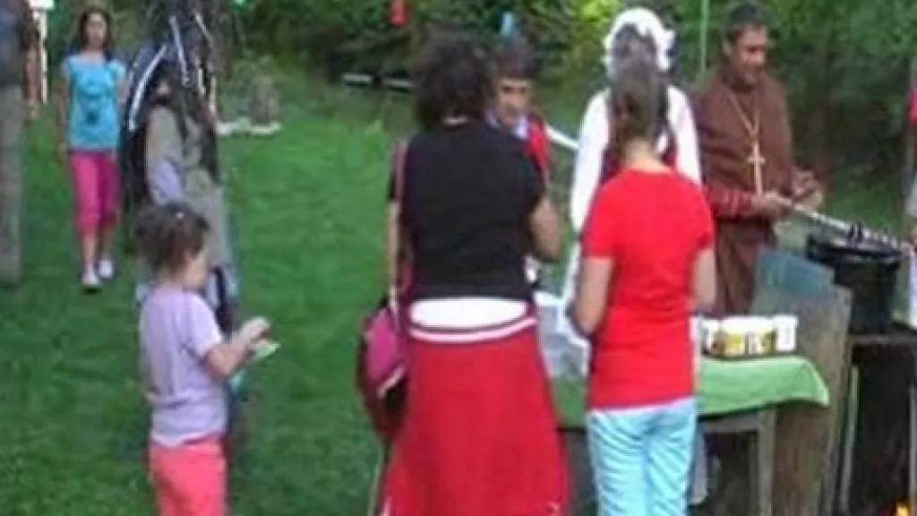 Občerstvení v cíli pochodu