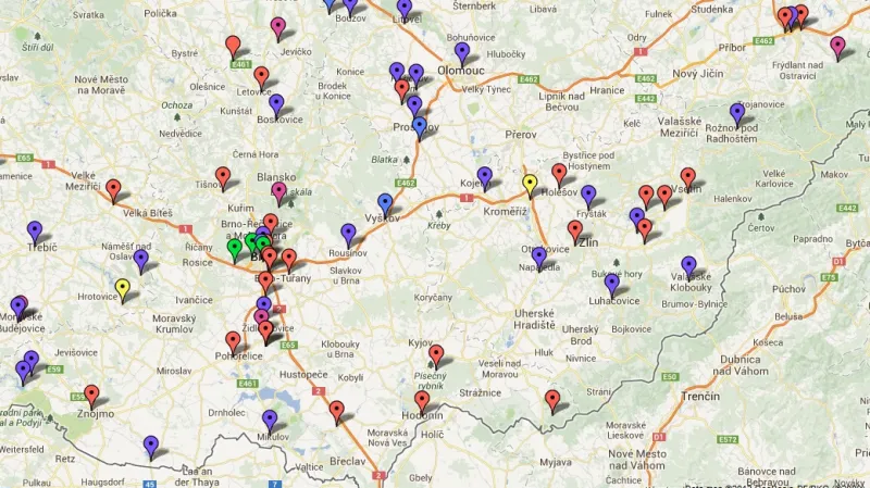 Mapa nabíjecích stanic pro elektromobily