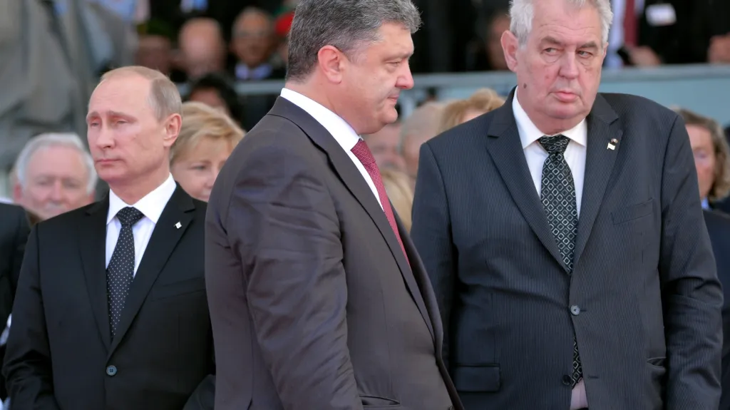 Vladimir Putin, Petro Porošenko a Miloš Zeman