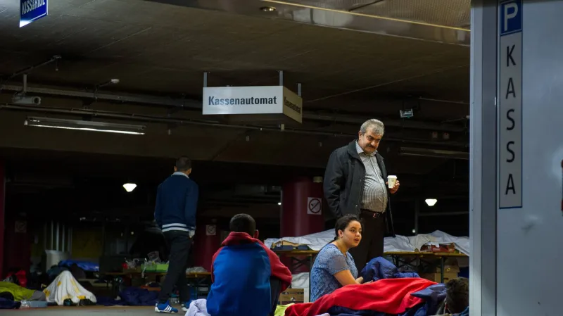 Uprchlíci na nádraží v Salcburku