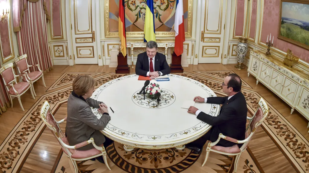 Angela Merkelová, Petro Porošenko a Francois Hollande
