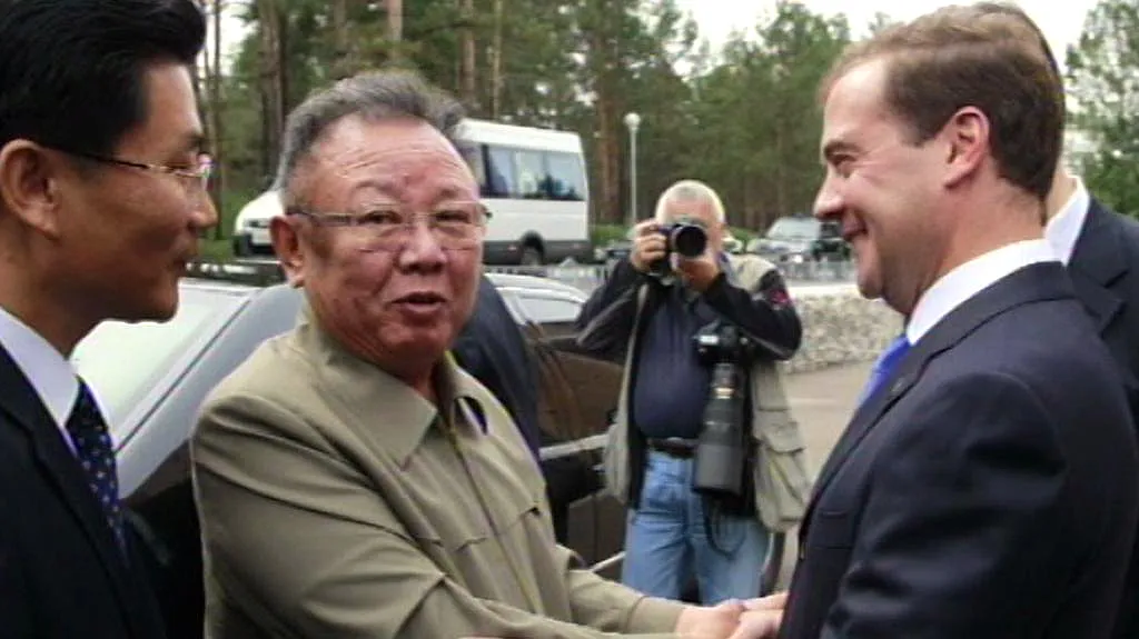 Kim Čong-il a Dmitrij Medvěděv