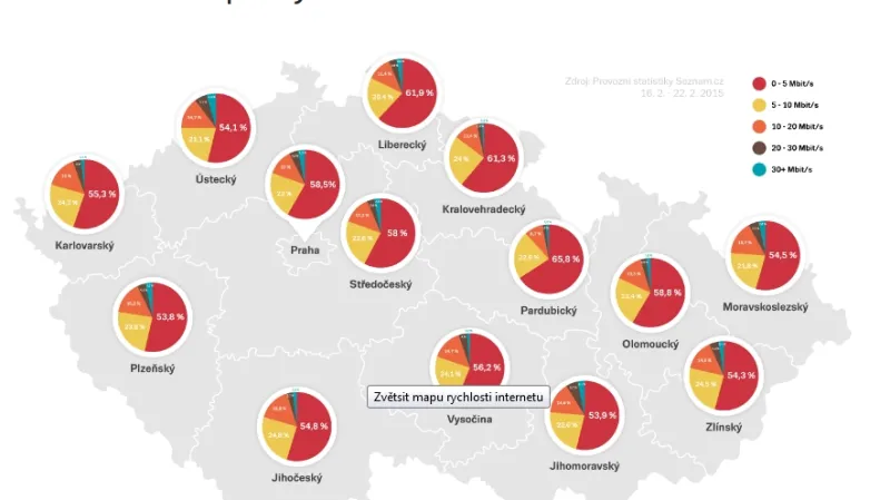 Mapa rychlosti internetu v ČR