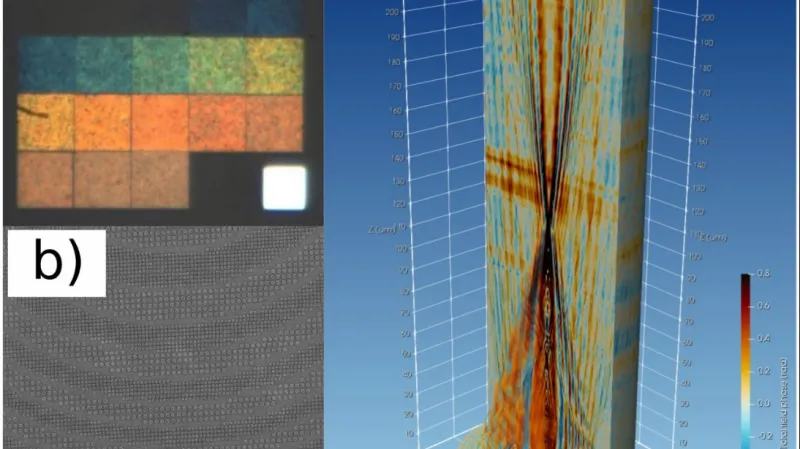 Snímek různě velkých stříbrných nanodisků na skleněném substrátu