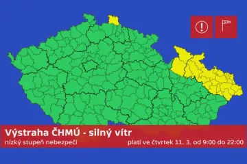 V části Česka platí ve čtvrtek výstraha před silným větrem
