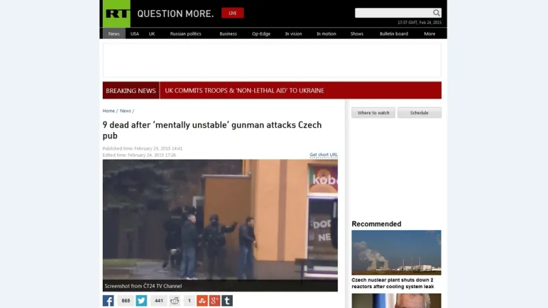 Zpráva mezinárodního vydání ruské RT