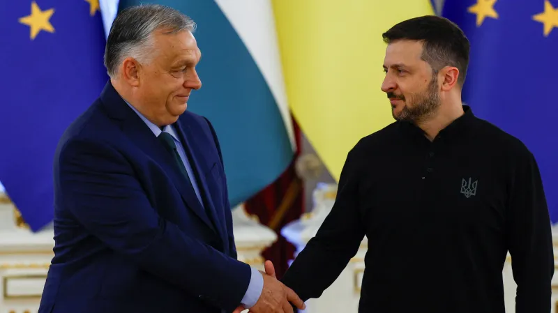 Maďarský premiér Viktor Orbán a ukrajinský prezident Volodymyr Zelenskyj v Kyjevě