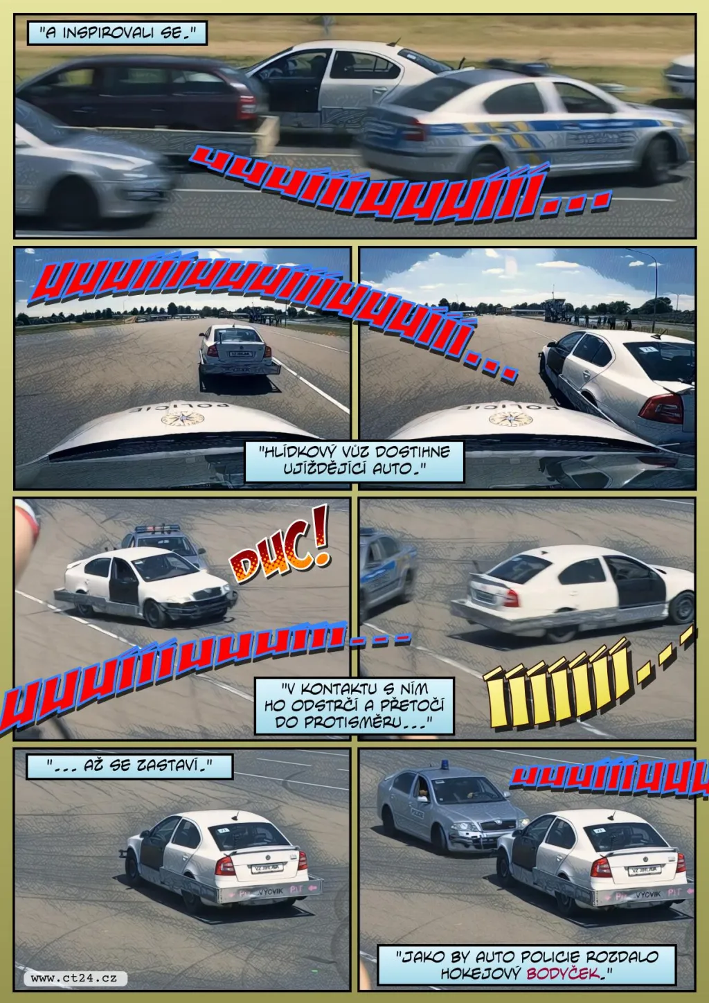 Policejní manévr zastaví auto na útěku