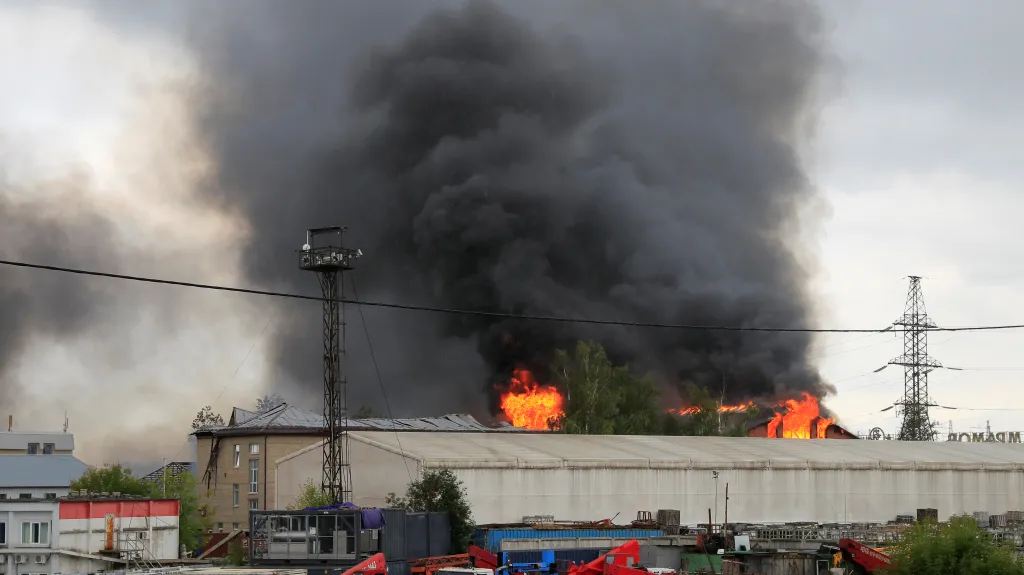 Požár plynové elektrárny u Moskvy