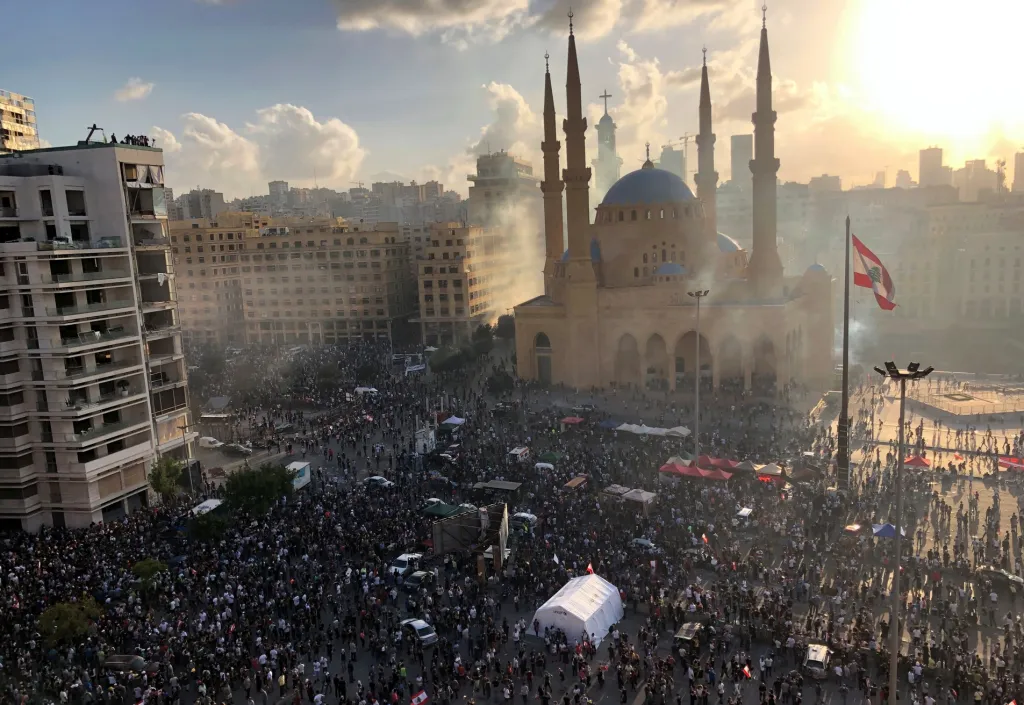 Protivládní protesty v hlavním městě Libanonu
