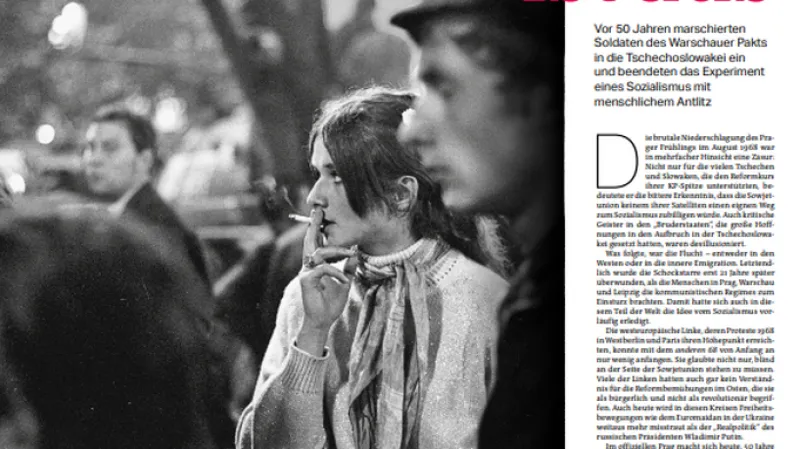 Titulní strana německého listu Die Tageszeitung