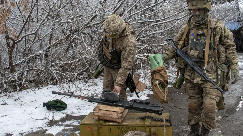 Ukrajinští vojáci na okraji Charkova