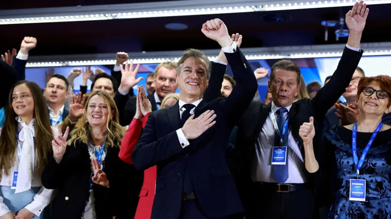 Robert Golob na stranickém kongresu v Lublani (14. února 2026)